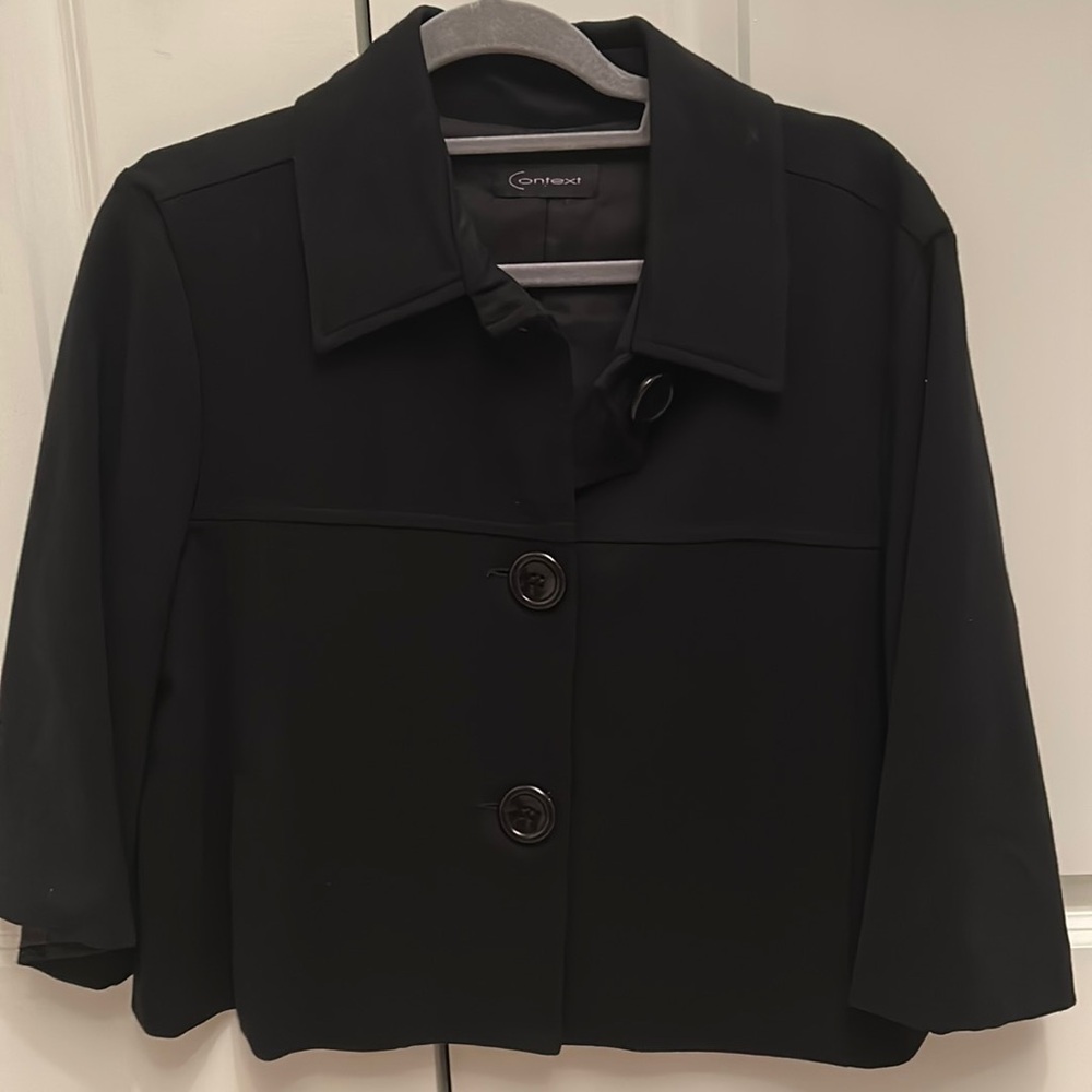 Context black short jacket - three large buttons. Size large